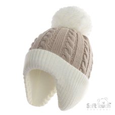H714-COF: Coffee Cable Knit Hat (0-12M)